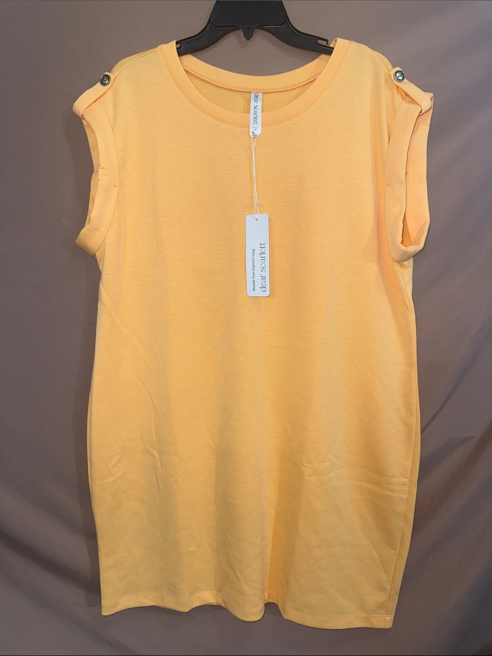 Clear Scarlett Women's Yellow Midi Dress with Button-Tab Sleeves